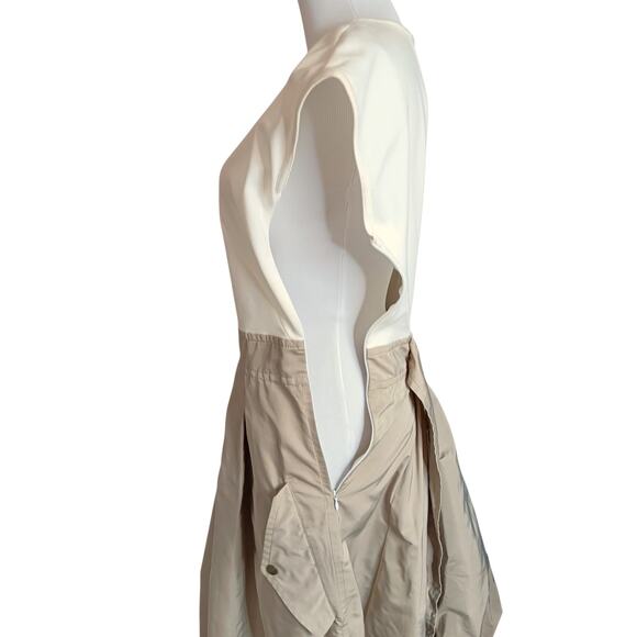 AKRIS PUNTO Mixed Media Dress Size 6 Snap Pockets Bubble Hem Utility Avant Garde - Picture 11 of 16
